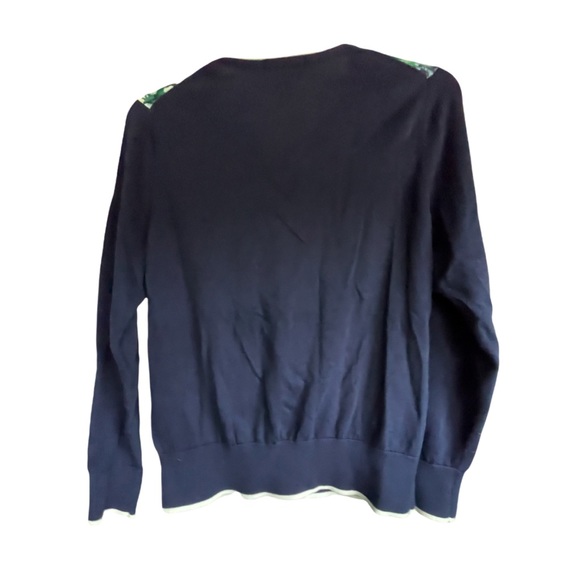 Land’s End Navy Green Floral Cardigan Size Medium Petite - Picture 4 of 4